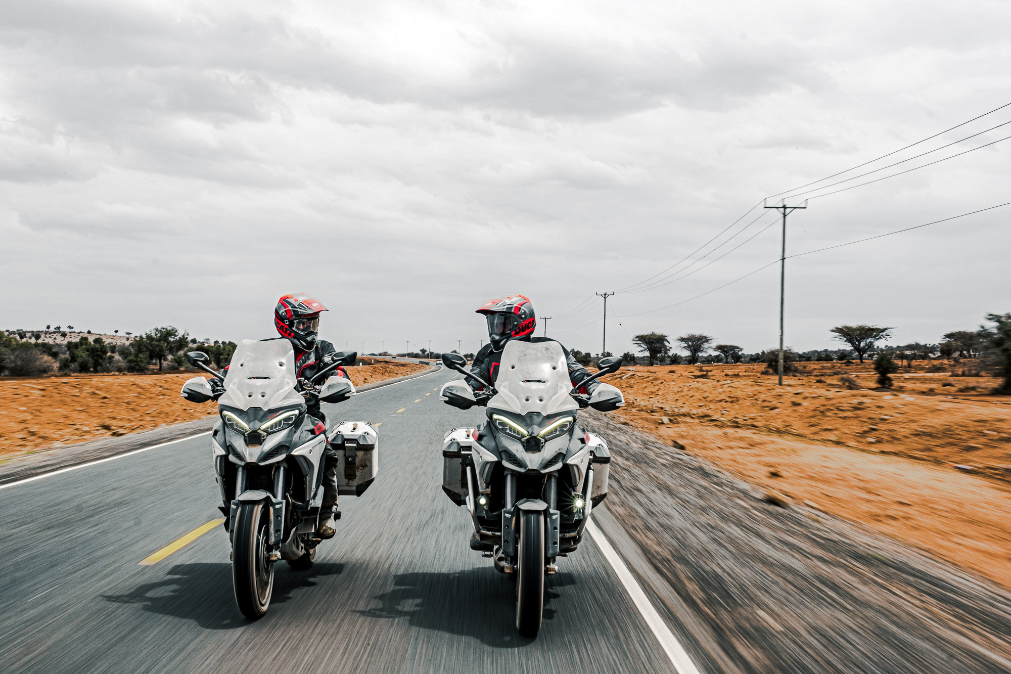 Ducati Multistrada V4 Rally Riding on a road