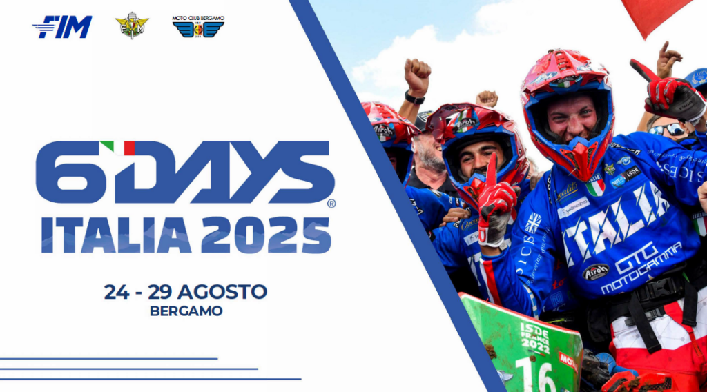 Pilotos navegando por terrenos difíciles en el FIM 6DAYS Enduro en Bérgamo, Italia, demostrando habilidad técnica y resistencia en la principal carrera off-road del mundo.