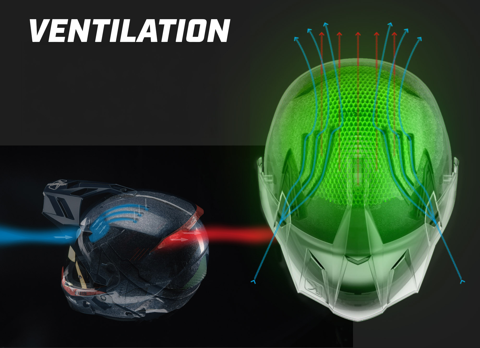 Casco de motocicleta de Aventura Klim ventilación