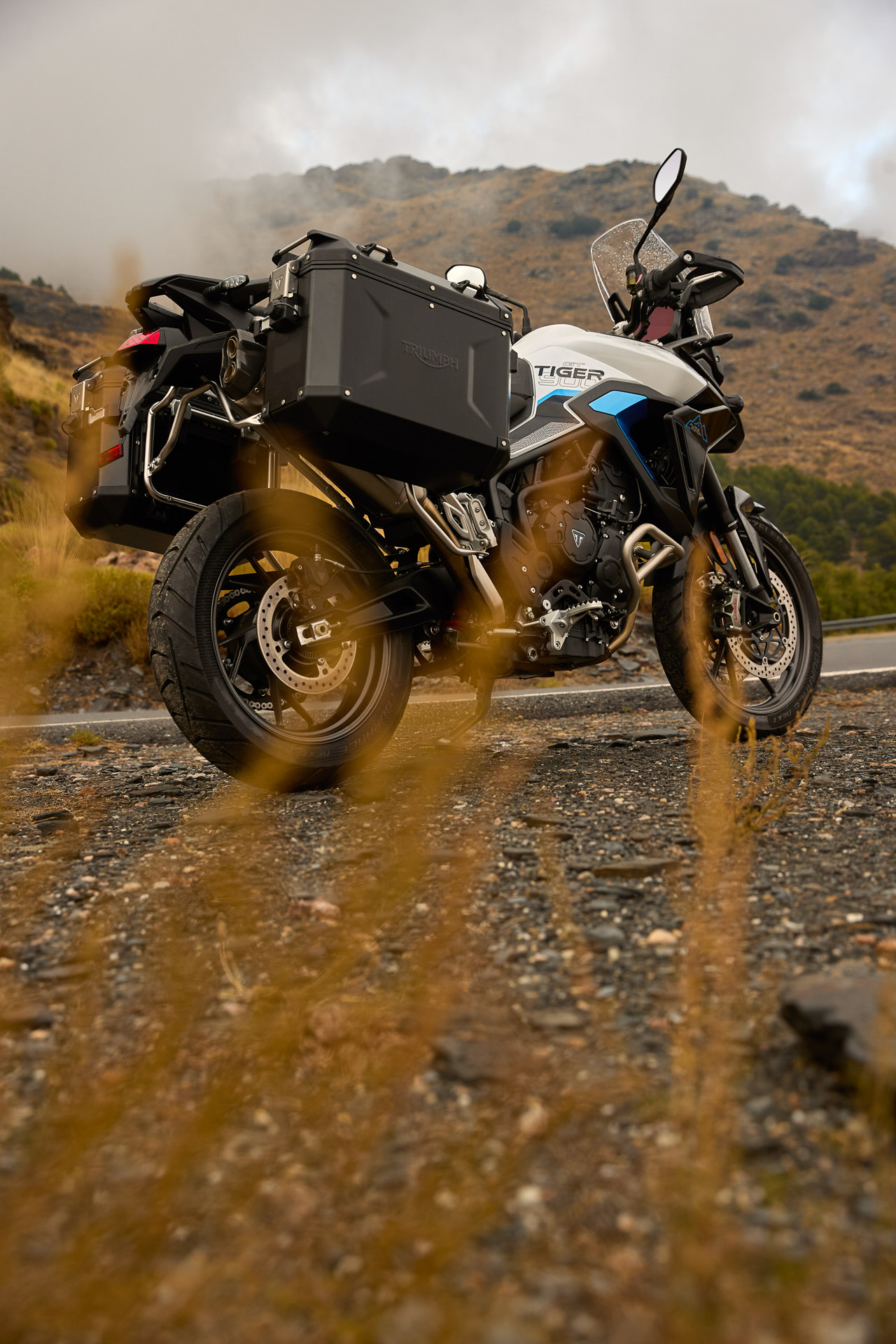 Triumph Tiger 900, Triumph Tiger 1200, motocicletas Triumph 2026, Edición Alpine, Edición Desert, suspensión Showa, horquillas Marzocchi, escape Akrapovič, frenos Brembo, moto de aventura<br />
