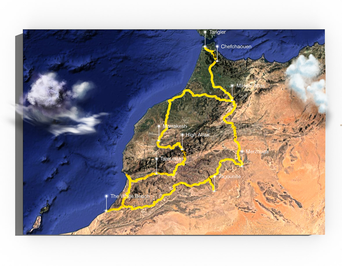 Morocco adventure bike route map