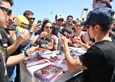 Fans enjoying Aprilia motorcycle test rides