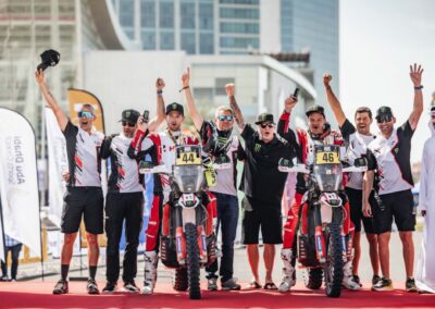 Aaron Maré celebrating victory at RallyGP Abu Dhabi Desert Challenge 2024