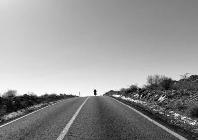 Motorcycle travel in Nicaragua: Diego Rosón riding through volcanic landscapes on his journey to Alaska.